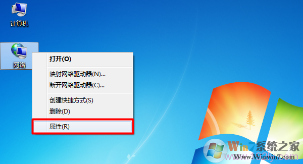 打開Win7“網(wǎng)絡”的屬性