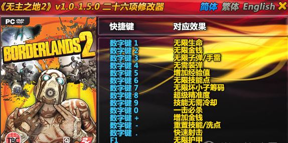 無主之地2修改器下載_無主之地2 二十六項(xiàng)修改器(通用版)