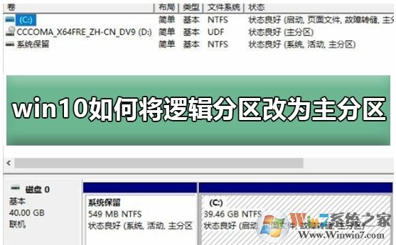 Win10系統怎么把邏輯分區改成主分區方法步驟