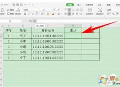 WPS提取身份證的出生日期教學