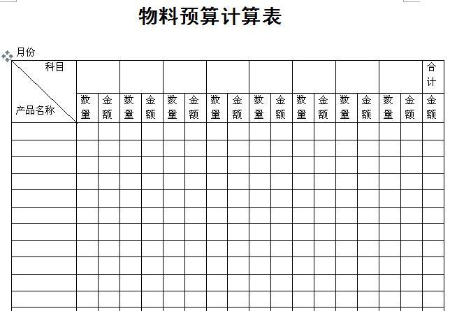 財(cái)務(wù)預(yù)算表范本