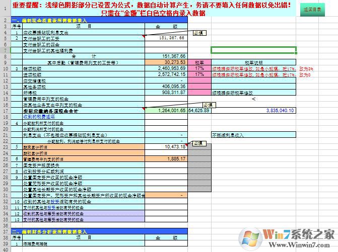 現(xiàn)金流量表自動生成模板excel帶公式版